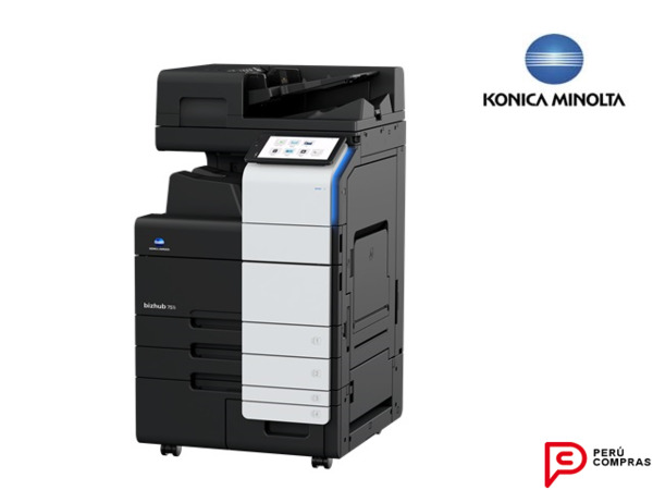 Impresora multifuncional Konica Minolta negra con escáner y alimentador automático