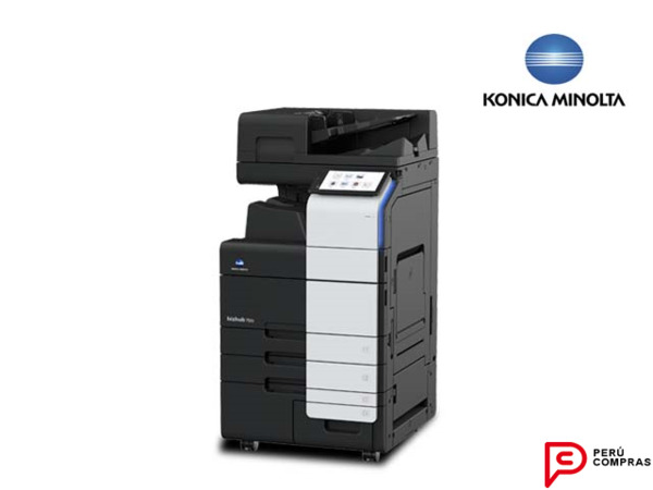 Impresora multifuncional Konica Minolta negra con escáner y alimentador automático